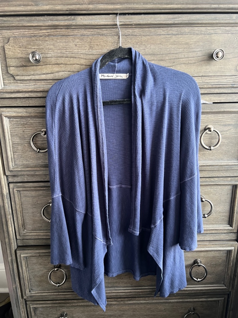 Michael Stars Indigo Draped Knit Open Cardigan